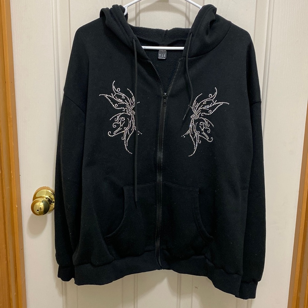 Embellished black hoodie